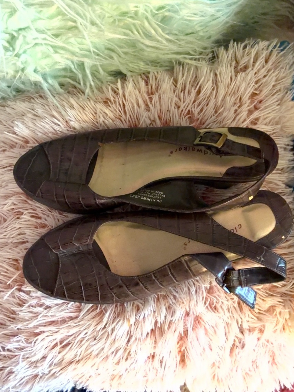 cloudwalkers Brown Croc-Embossed Slingback Flats